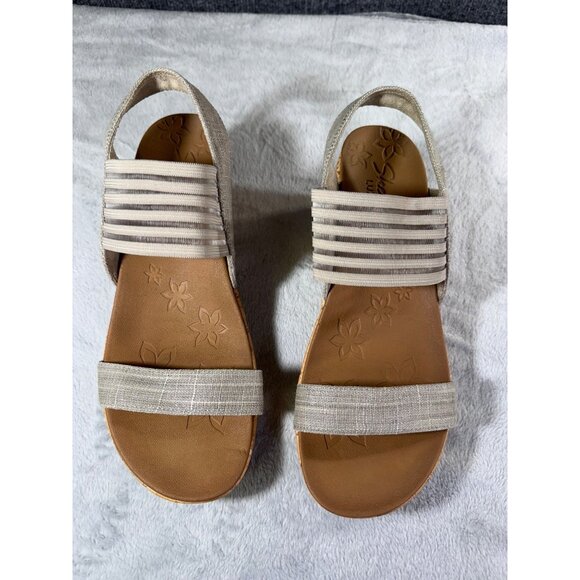 SKECHERS Luxe Foam Gray Cork Wedge Heel Sandals Womens Size 10 - Picture 12 of 16